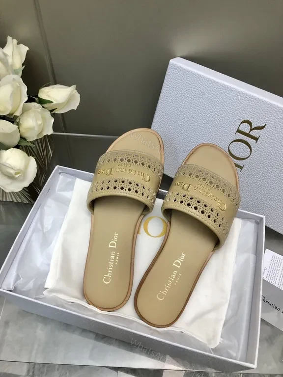 View 9 of Open-Top Luxury Sandals: Premium Leather, Perforated, Dior-Inspired
