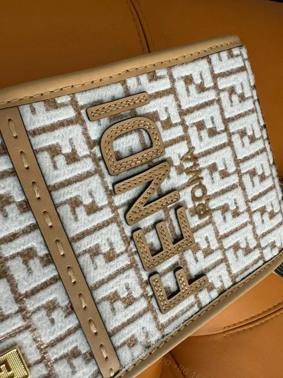 View 6 of Fendi Forma Mini Bag: Monogram Texture, Gold Accents, Crossbody Carry