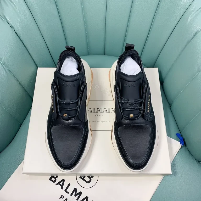 View 3 of Balmain Black Leather Runner: Luxury, All-Day Comfort Sneaker