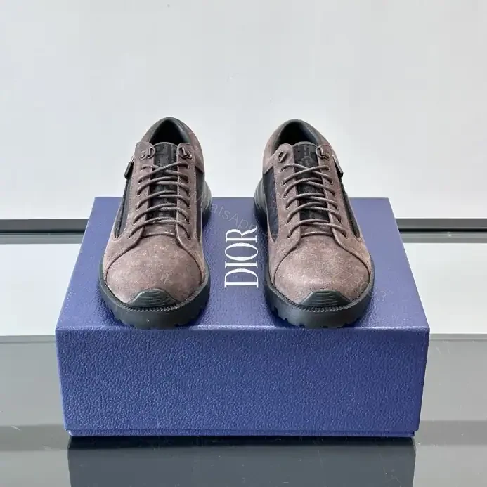 View 5 of DIOR COMBAT DERBY SHOES DEEP BROWN SUEDE AND BLACK OBLIQUE JACQUARD – CD198