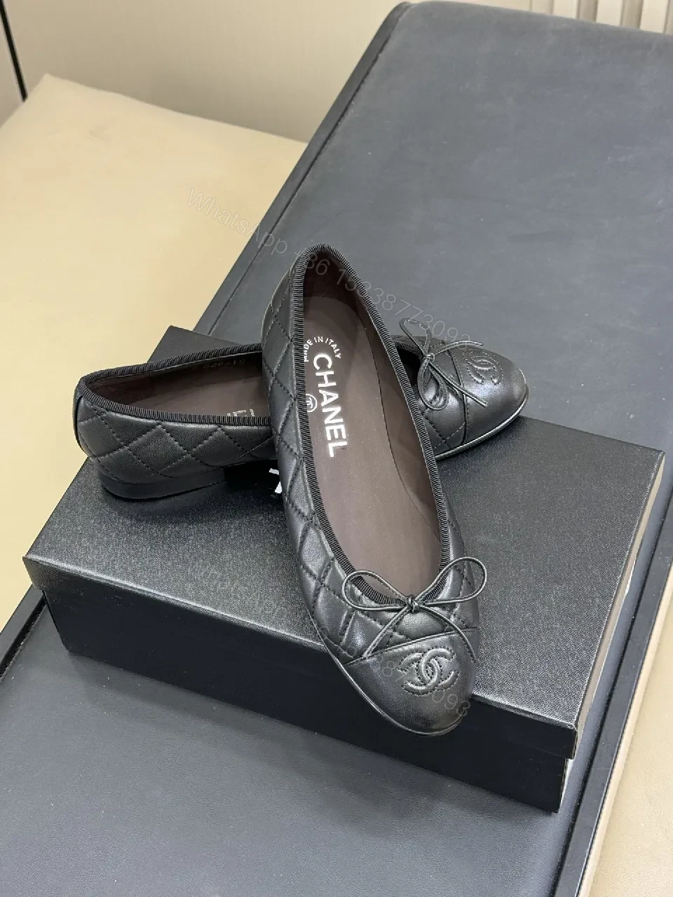View 4 of Quilted Leather Ballet Flats: Subtle Luxury in Black