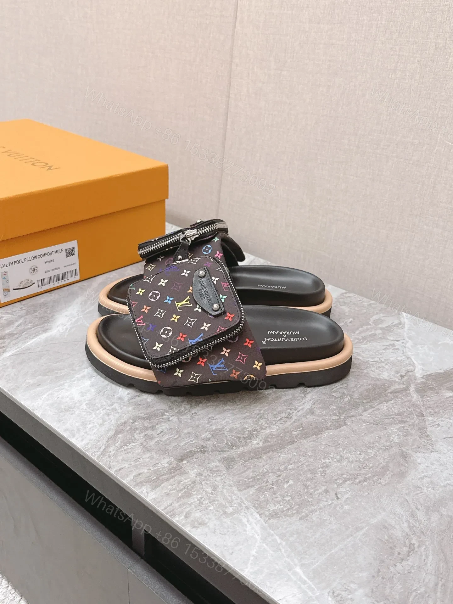View 5 of LV Women Black Multicolor Canvas Comfort Mules