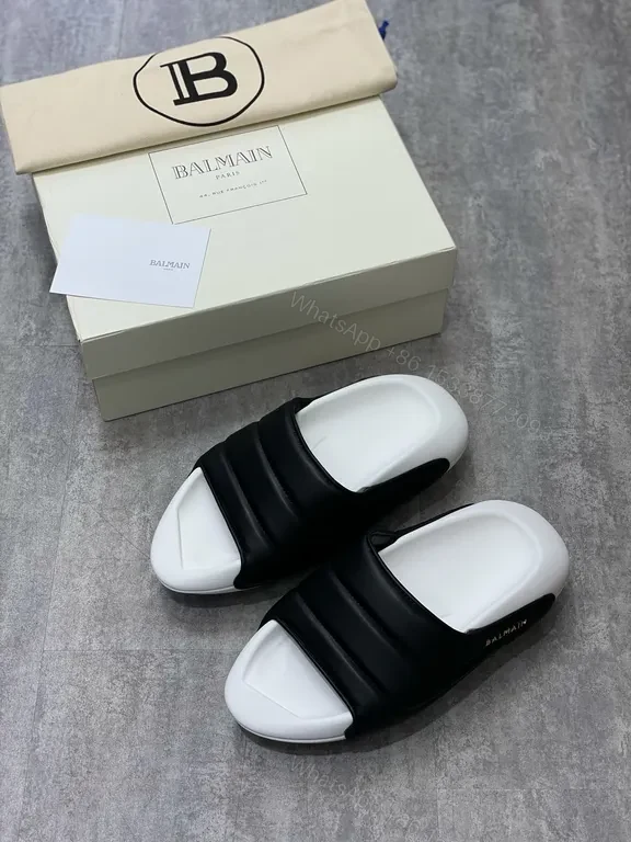 View 6 of Monochrome Balmain Slides: Premium Leather Comfort
