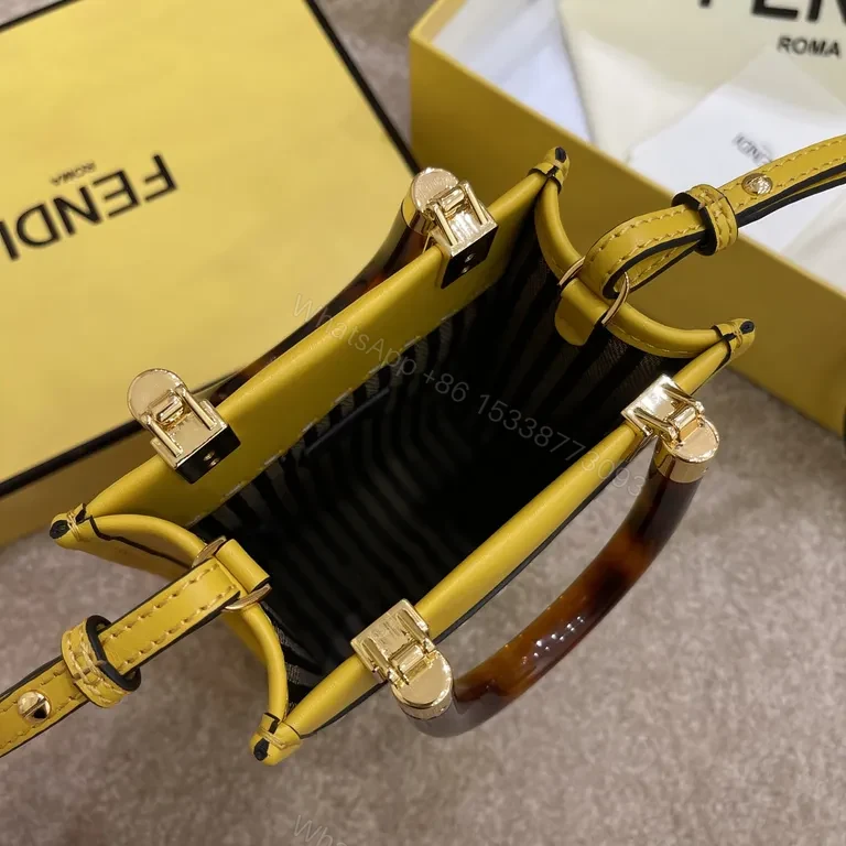 View 9 of Bold Yellow Mini Bag: Lux Gloss Leather, Fendi-Inspired