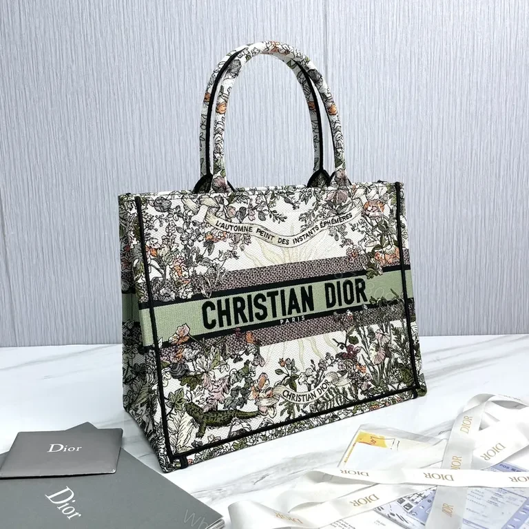 View 3 of Statement Floral Tote with Bold Dior Strips â€“ Everyday Luxury Tote