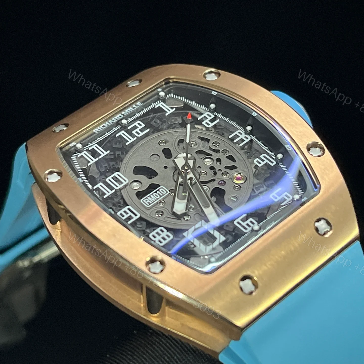 View 7 of Richard Mille RM010 Titanium Skeleton Automatic Light Blue Strap Watch RM010-TI-LB