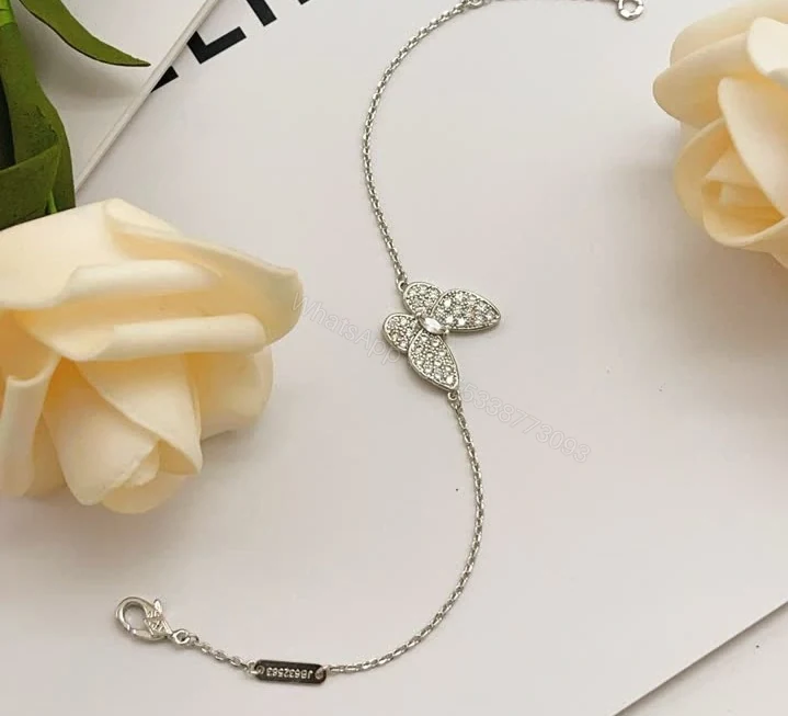 View 3 of Van Cleef Arpels Replica Two Butterfly Pendant Necklace in White Gold