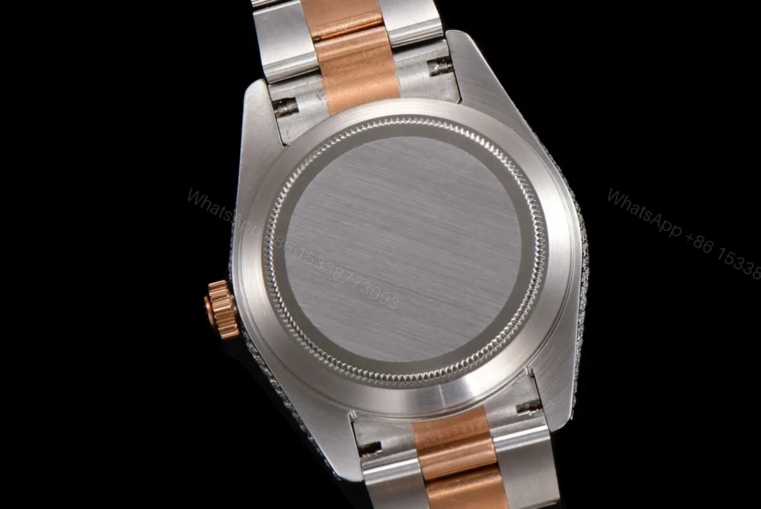 View 9 of Rolex Sky-Dweller Rose Gold Diamond Replica 42MM Exclusive Full Pavé Two-Tone Bracelet RG-ROLEX-SKYDWELLER-ROSEGOLD-42