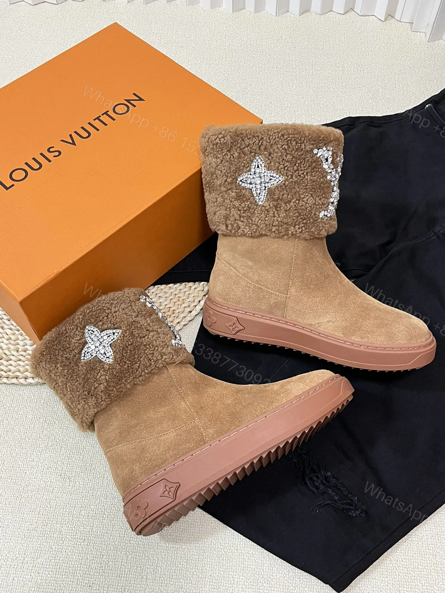 View 3 of LOUIS VUITTON ANKLE BOOT STUDDED WITH DIAMONDS BROWN