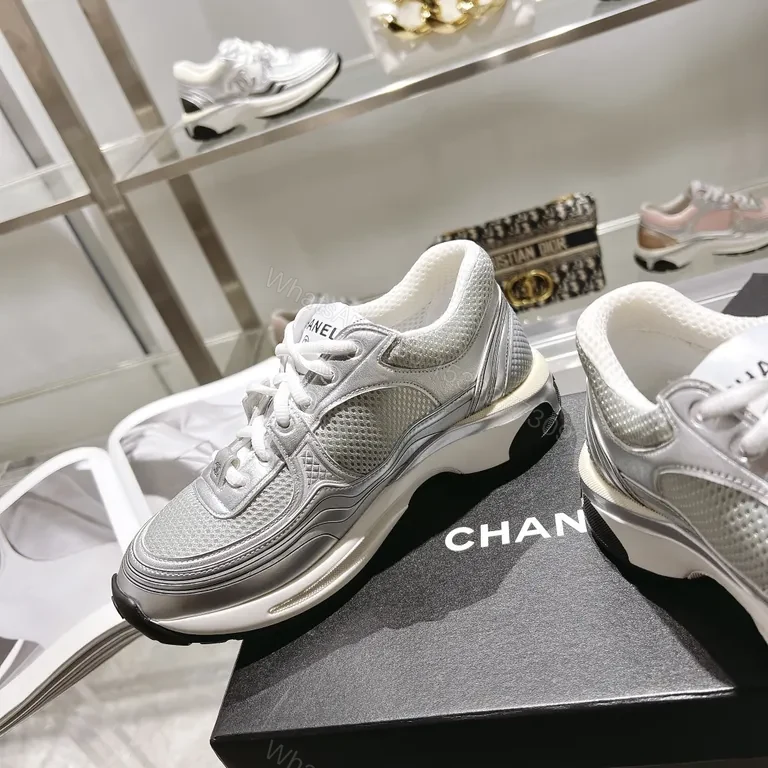 View 5 of Chic Silver-Accent Chanel-Inspired Luxury Sneakers