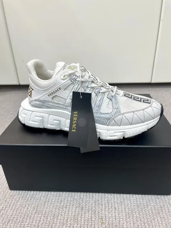 View 2 of Crisp White Versace Leather Sneaker - Luxe Textured Edge