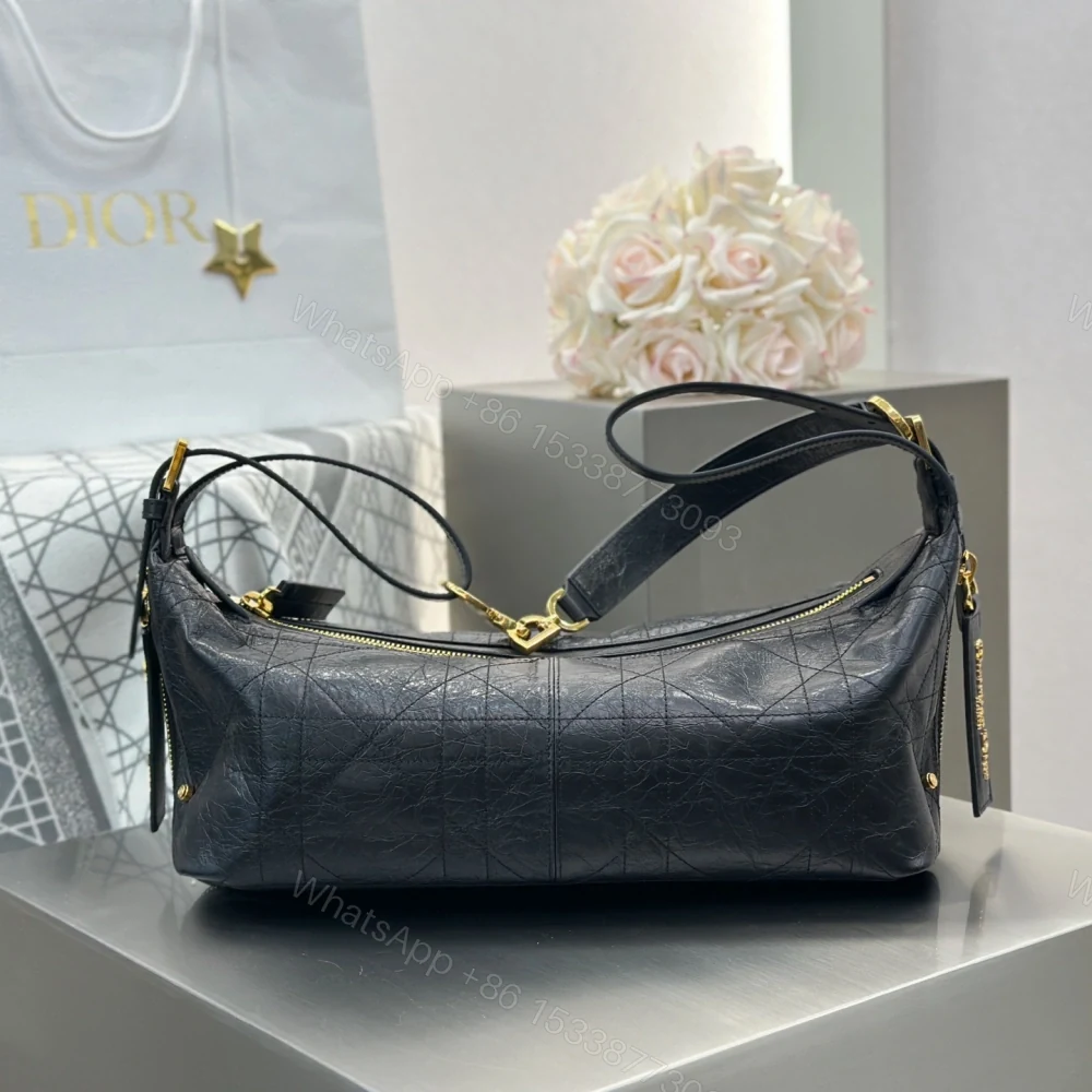 高仿Dior*D-Journey系列M2417M900牛皮革單肩包黑色中號免檢版 — view 1