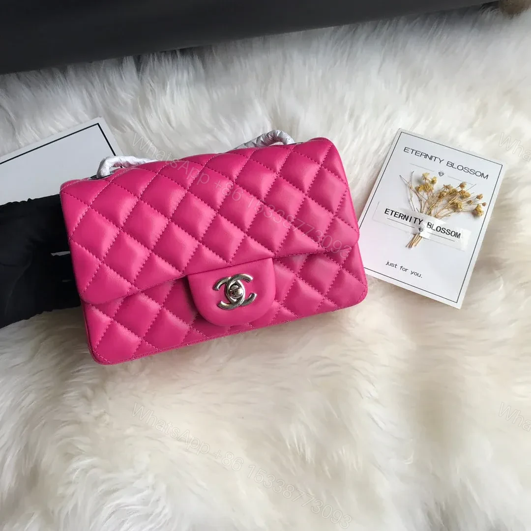 View 8 of CHANEL 20 CLASSIC SMALL DOUBLE FLAP BAG IN DEEP PINK CALFSKIN