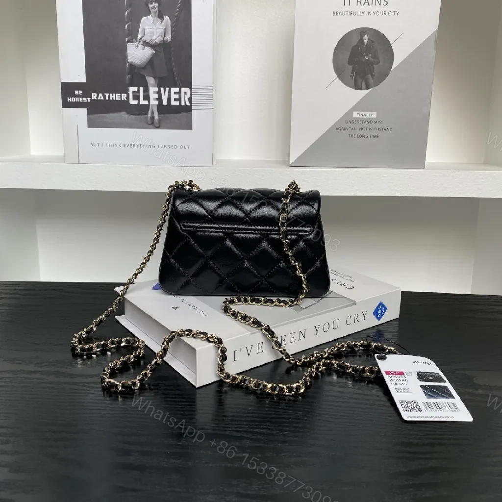 View 9 of Quilted Leather Shoulder Bag: Gold Chain, Compact Glam