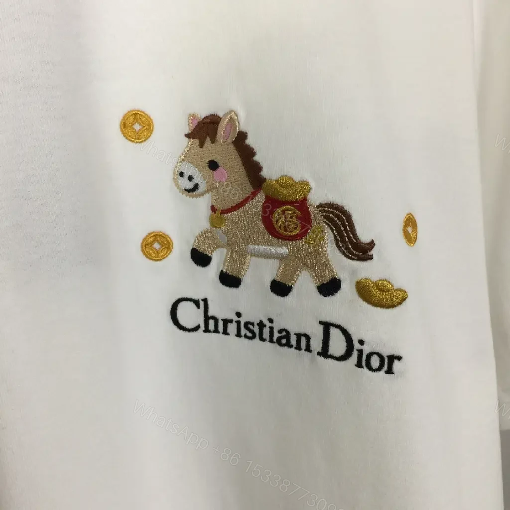 View 7 of White Cotton Tee with Embroidered Pony – Subtle Luxury Style