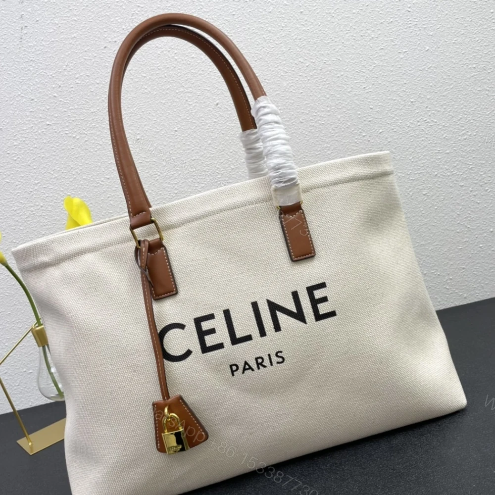 View 4 of CELINE HORIZONTAL CABAS TOTE CANVAS BEIGE 33CM