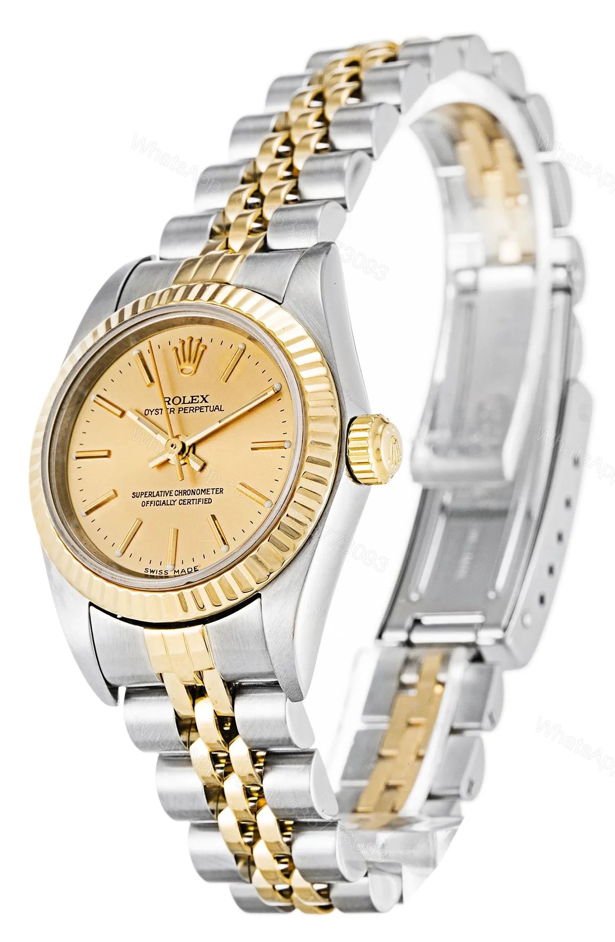 View 2 of Replica Rolex Oyster Perpetual Lady Gold Dial 76193 24 mm