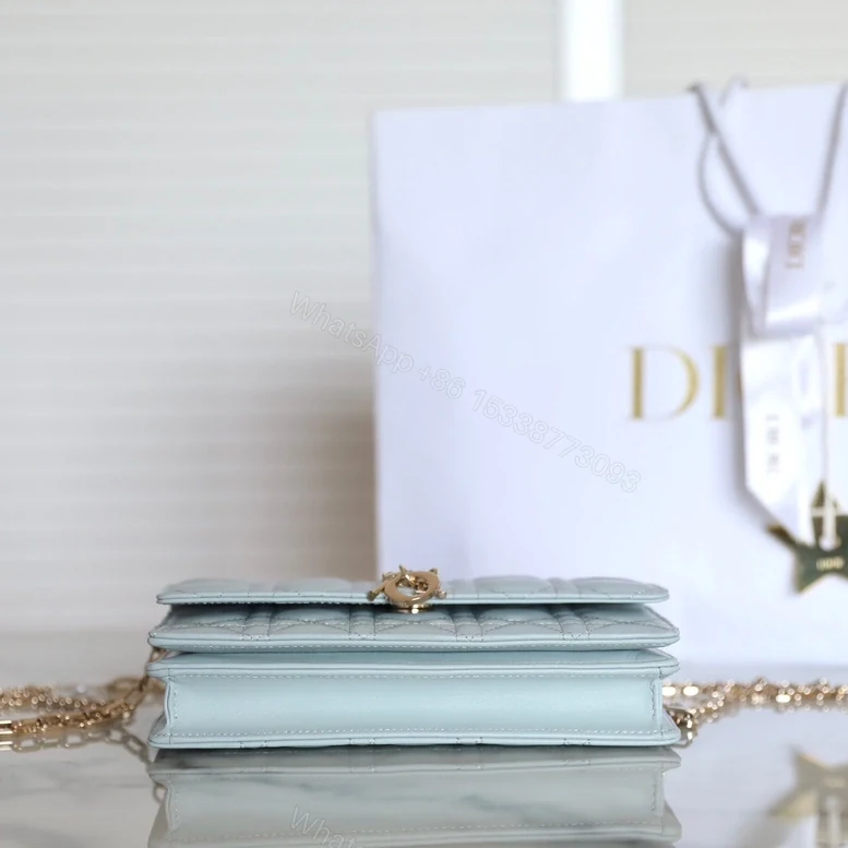 View 4 of 高仿Dior*Miss系列S0980小羊皮鏈條包霧霾藍免檢版