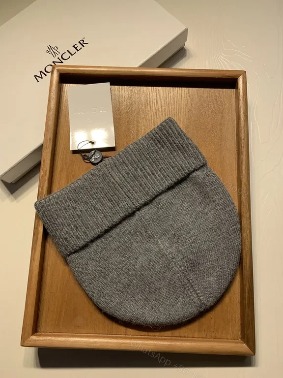 View 4 of Gray Moncler Beanie - Knit Warmth, Subtle Luxury Brand