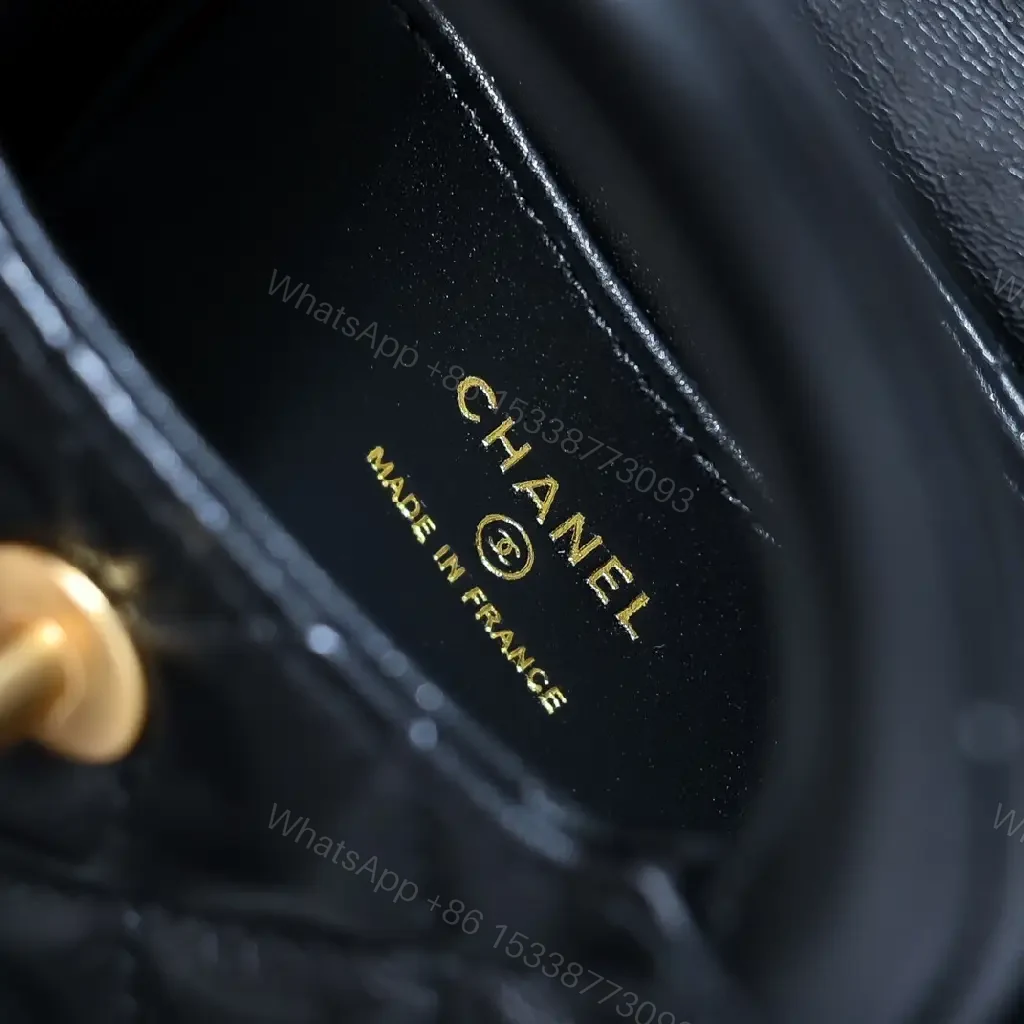 View 8 of Quilted Calfskin Mini Flap Bag: Gold Turn-Lock Luxury