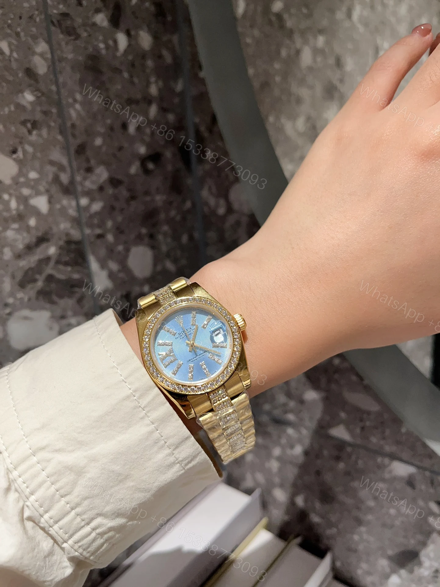 View 3 of Rolex Datejust Diamond In Gold With Blue Dial 31Mm