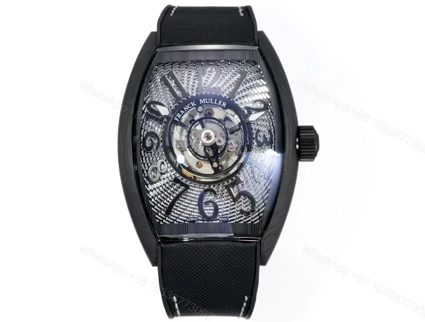 Franck Muller Carbon Tourbillon Replica 46MM Premium Black Skeleton Rubber Strap Edition FM-CARBON-TOURBILLON-BLK-RUB-46 — view 1