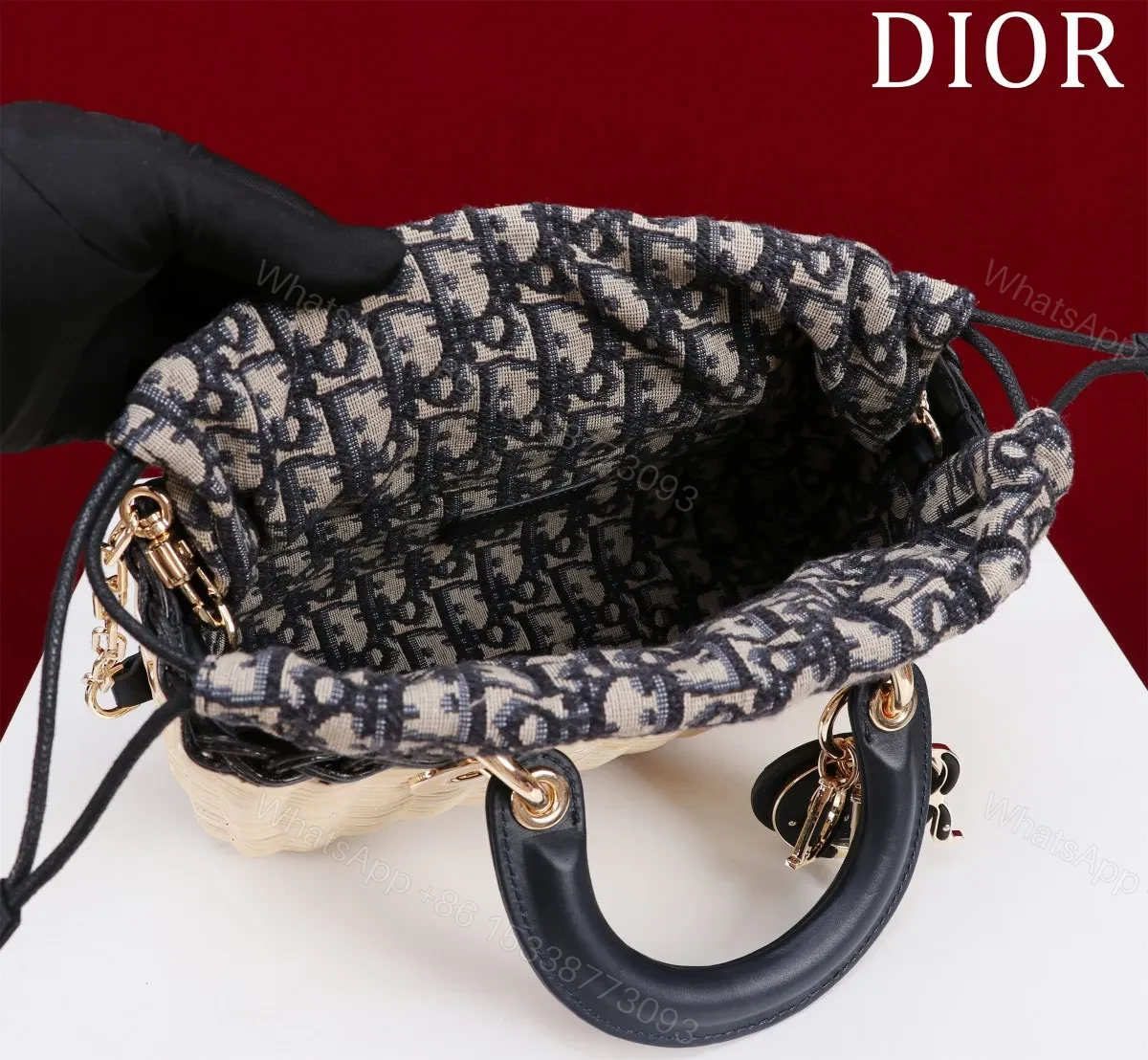View 3 of Dior D-Joy Lady Wicker Handbag 22cm
