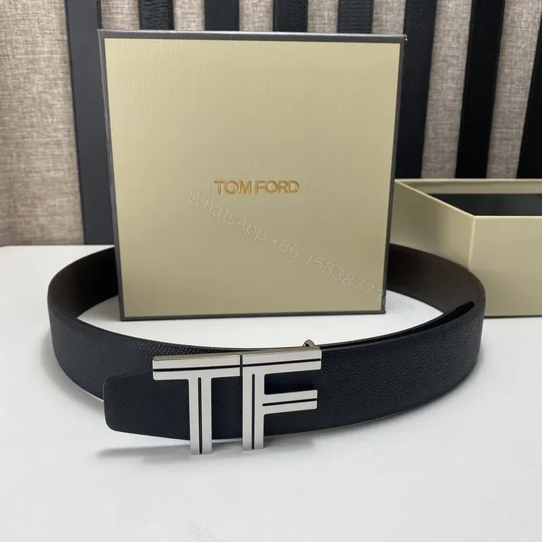 View 6 of Lux Calfskin Belt: TF-Inspired Buckle, Textured Matte Leather