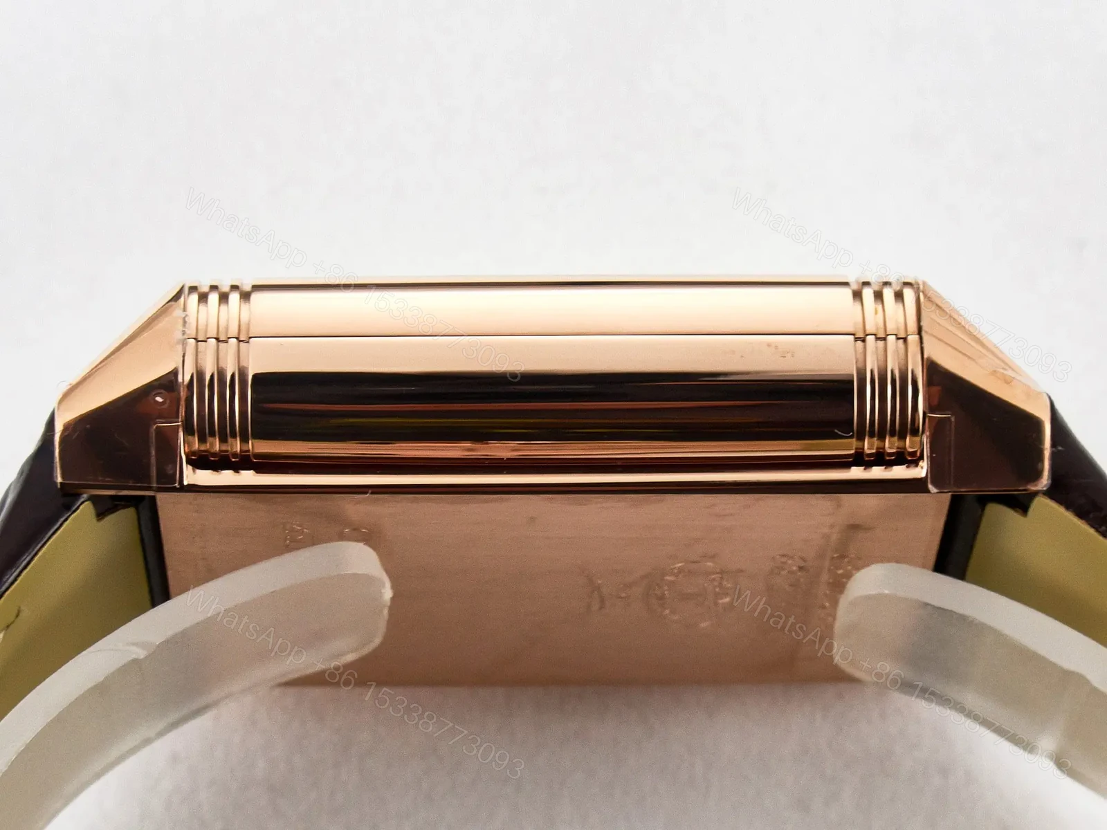 View 13 of Reverso Tribute Duoface Small Seconds RG MGF Best Edition White Spray Paint Dial on Black Leather Strap A854A