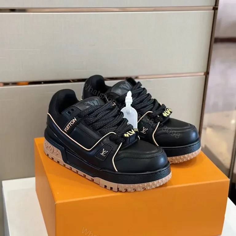 View 2 of Black Calf Leather LV-Inspired High-Top Sneaker with All-Day Comfort
