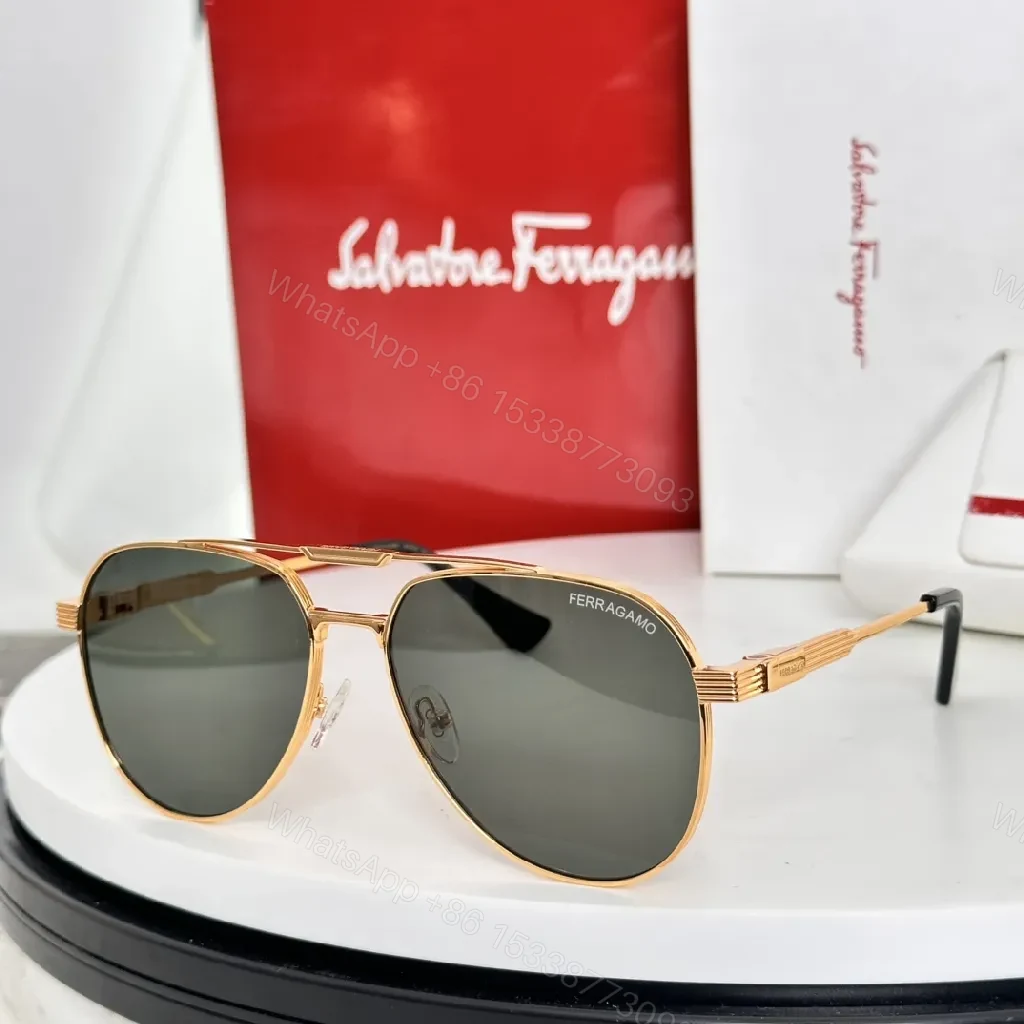 View 5 of Silver Titanium Aviators: Luxe Gradient Lenses, Modern Ferragamo-Style