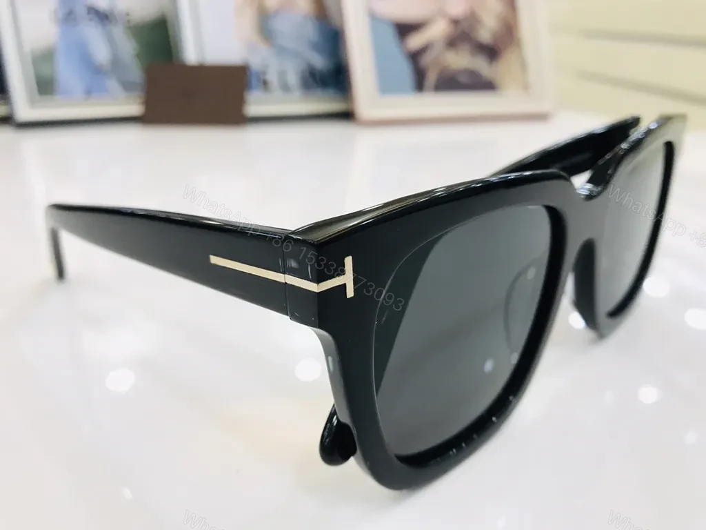 View 7 of Black + Acetate + Luxury Modern + Signature T detailing + Sunglasses