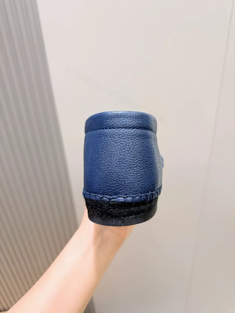 View 2 of Navy Leather Loafers: Monogram Detail, All-Day Comfort