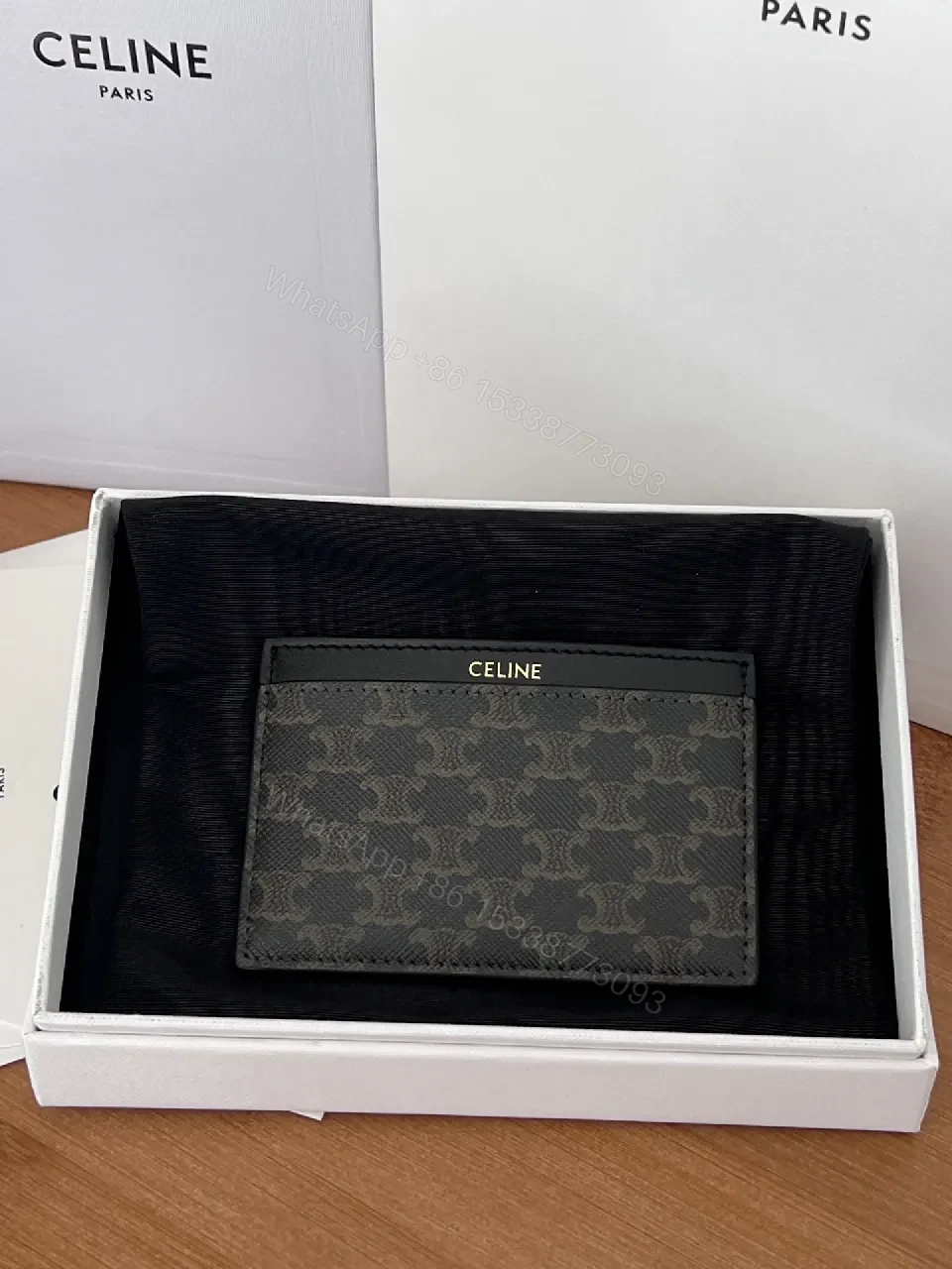 Chic Monogram Cardholder: Black Leather Trim, Compact Luxury — view 1