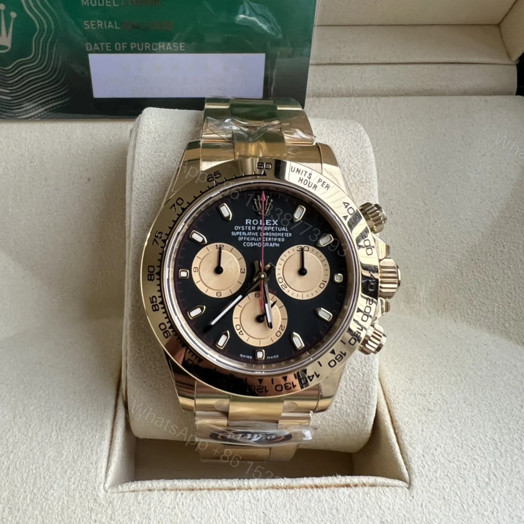 Rolex 原單 男款 Daytona 黑面金三眼計時腕錶 經典運動商務款 — view 1