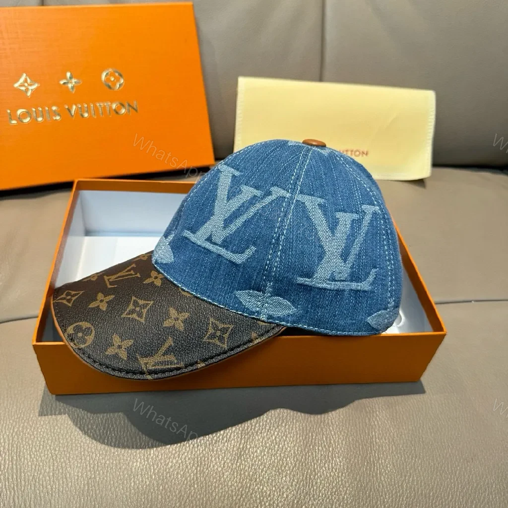 View 7 of Denim Crown Cap: Monogram LV-Inspired Luxury Cap