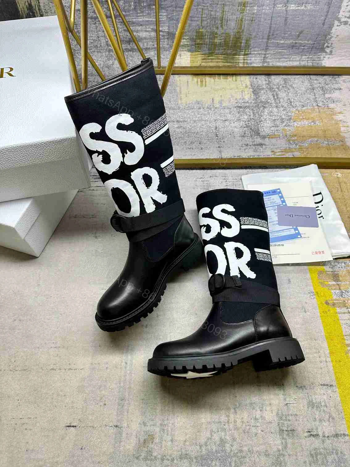 View 4 of DIOR D MAJOR BOOT WITH MISS DIOR PRINT BLACK KDI929CMV S17X
