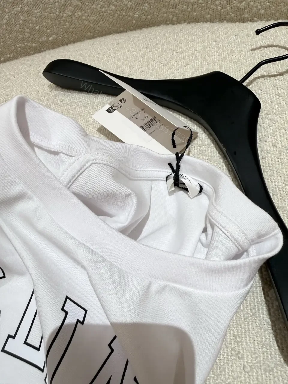 View 9 of White cotton long-sleeve T-shirt with Paris print for everyday luxury