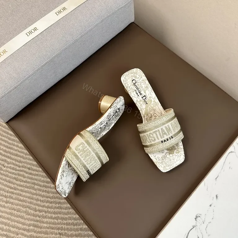 View 4 of Chic Crystal-Embellished Slide Sandals with Dior-Style Straps