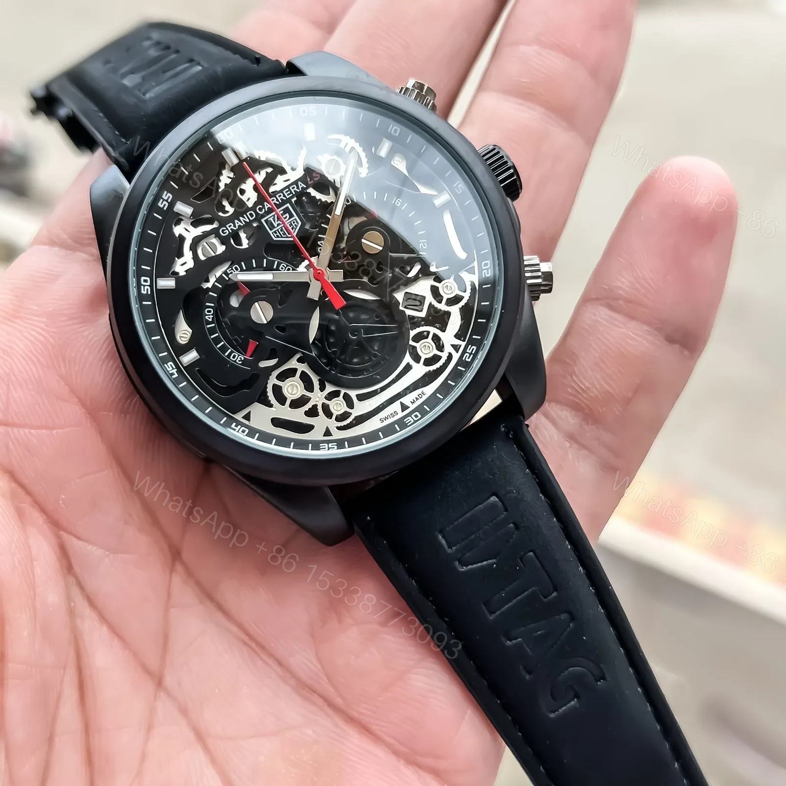 View 2 of TAG Heuer Carrera Sport CR7 Black Leather Strap