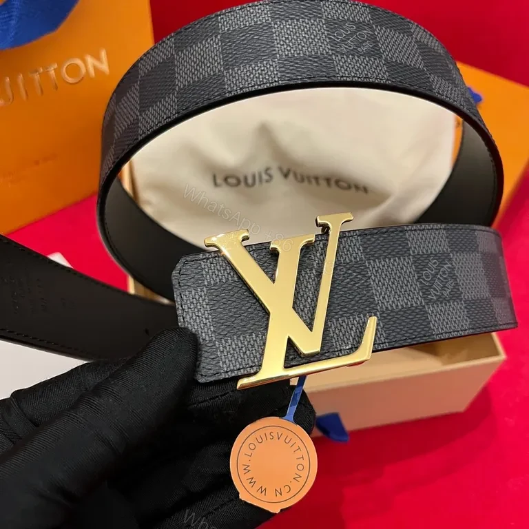 View 7 of Damier Graphene Belt: Luxury Leather, Signature LV Buckle
