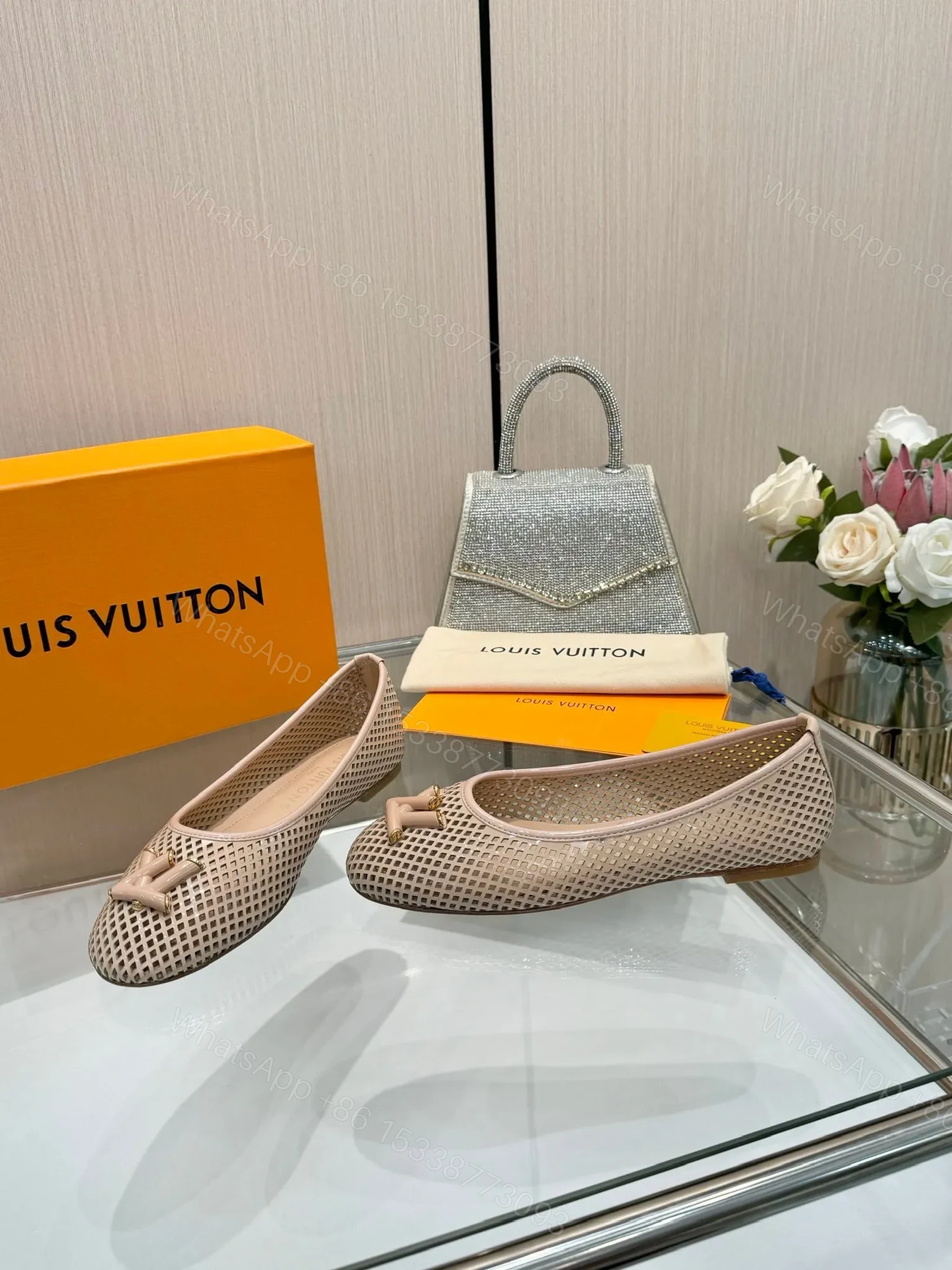 View 4 of LV Women Beige Patent Leather Ballet Flats