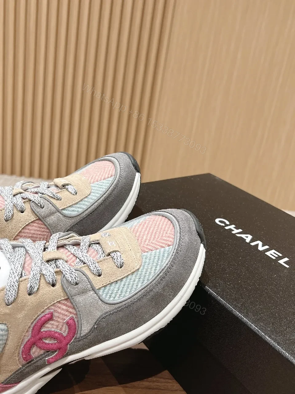 View 7 of Pastel Mesh & Leather Luxury Runner with Subtle Logo Details