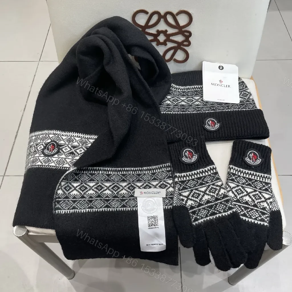 View 7 of Monochrome Knit Set: Premium Nordic-Patterned Warmth Accessories