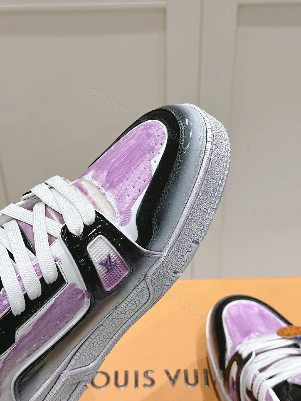 View 2 of Lilac Patent High-Top Sneaker with Luxe Detailing