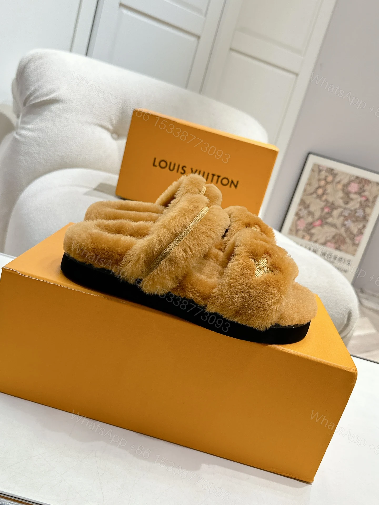 View 2 of LOUIS VUITTON LV SUNSET FLAT COMFORT MULE SHEARLING BROWN