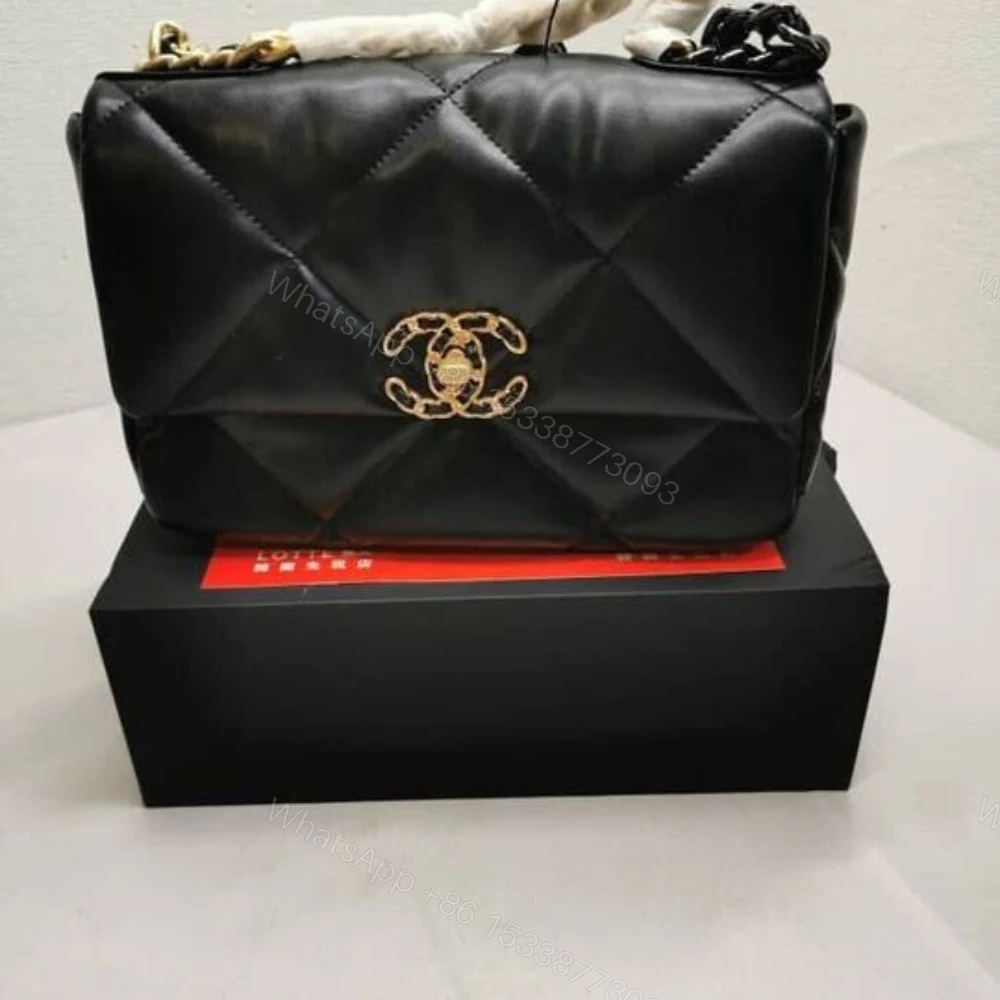 View 2 of Chanel 19 Flap Bag Shiny Gold And Silver Tone Black 26Cm AS1160 B04852 94305