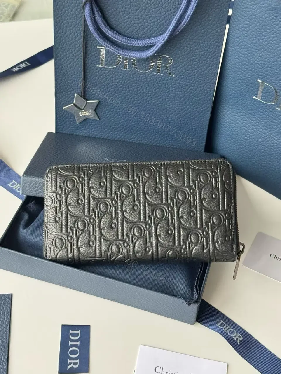 View 7 of Structured Leather Wallet: Embossed Mono, Slim, Cardholder Edge