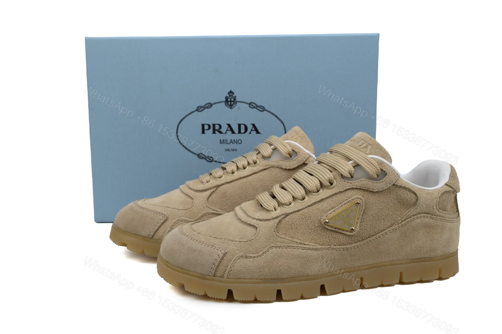 Prada Trail Suede Sneakers Khaki — view 2