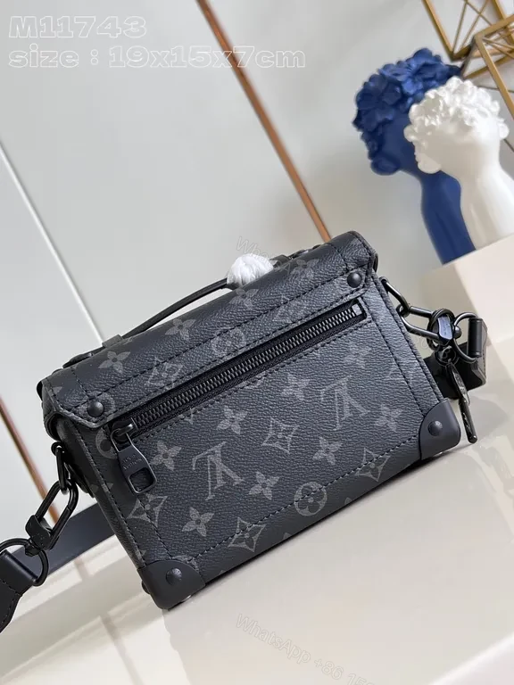 View 6 of Black Boxy LV Monogram Handbag with Lock Closure